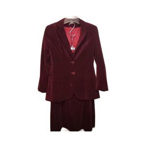 Burgundy 2 Piece Skirt Suit Combed Cotton Womens 13 Thats Me Junior Sportswear